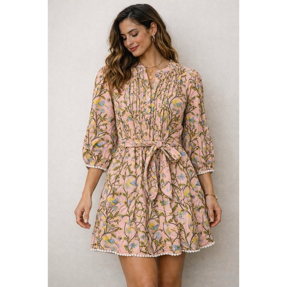 Millier Dresses & Skirts - Women's Dress Millier Pink Floral Boho Cottagecore XS Peasant Lace Coquette Cute